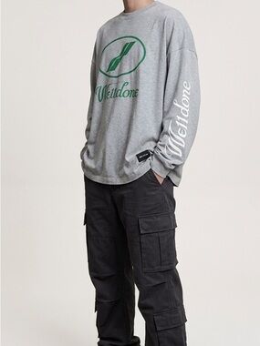 Gray and Green We11done Sweatshirt One Size Unisex Men and Women XL